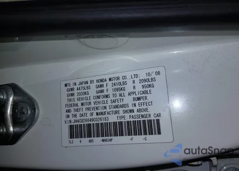 2009 Acura Tsx z USA, uszkodzony, nr VIN JH4CU26649C026183